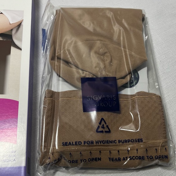 Sigvaris opaque Women's Compression Hosiery - Tan. New. Closed toe. Grip top XS - Picture 2 of 10